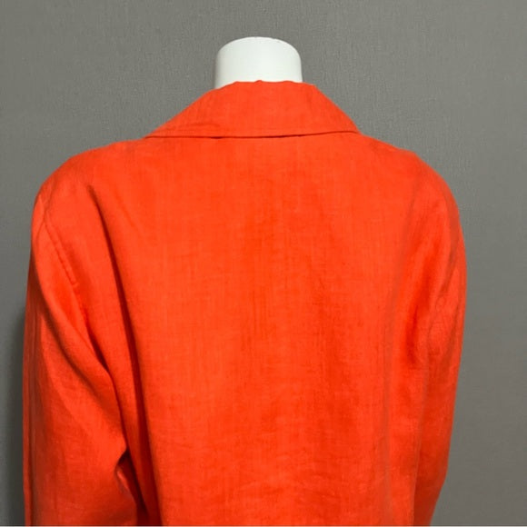 Preswick & Moore Orange 100% Linen Long Blazer Sz-10