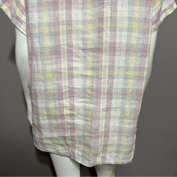 Isaac Mizrahi 100% Linen Square Pastel Print Shirt Sz-Large