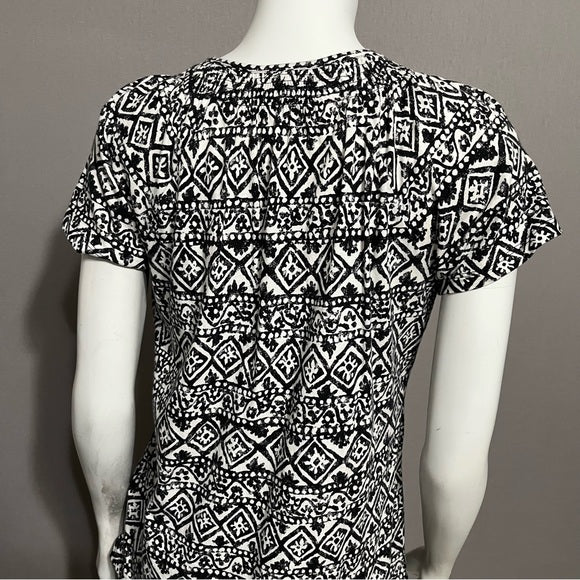 Lauren Ralph Lauren 100% Cotton Aztec Print Knit Top Sz-Large