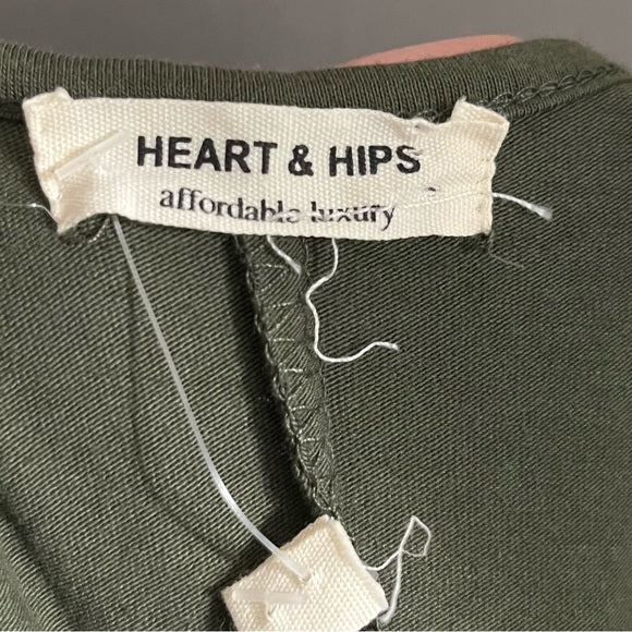 Heart & Hips Army Green Knit Tank Knit Jumpsuit Sz-Medium