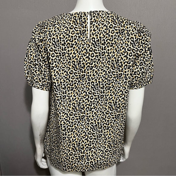 J. Crew Cotton Cheetah Print Shirt Sleeve Shirt Sz-Medium