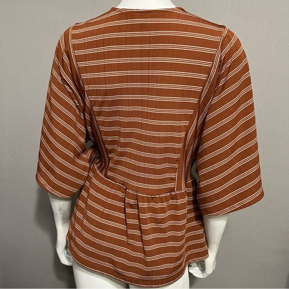 Ann Taylor Factory Striped Knit Tie Waist Top Sz-Medium