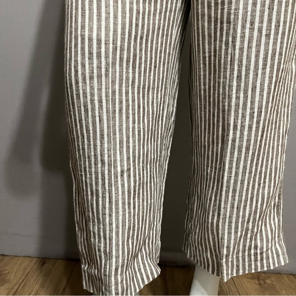 Chico’s 100% Linen Stripe Loose Fit Cropped Pants Sz-0.5 or Large