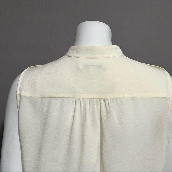 Banana Republic 100% Silk Cream Sleeveless Blouse Sz-12