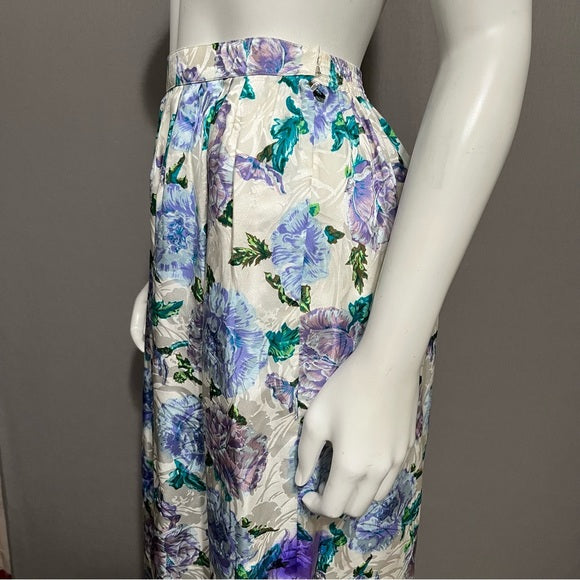 Anne Crimmins Lavender Floral Midi Skirt Sz-8