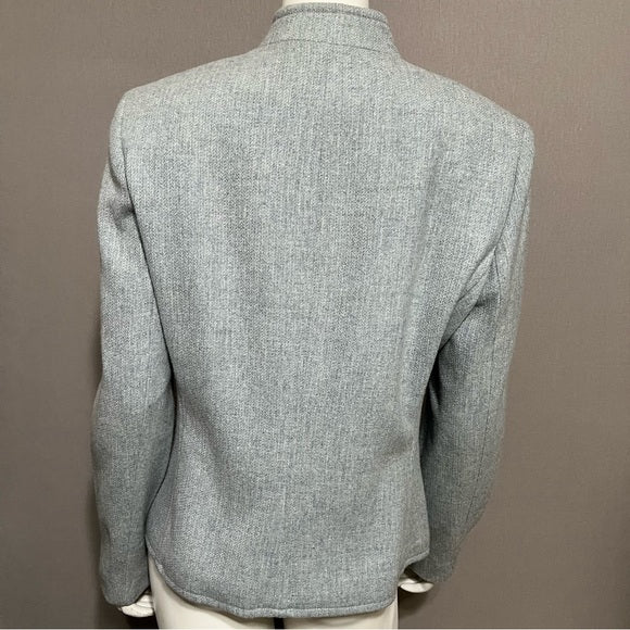 Jones New York Wool Cashmere Zip Up Pastel Blue Blazer Sz-14