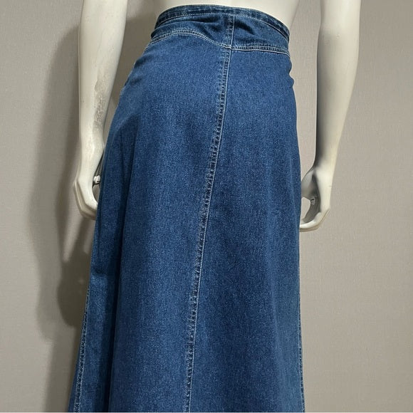 Jones New York 100% Cotton Denim Maxi With Split Skirt Sz-8