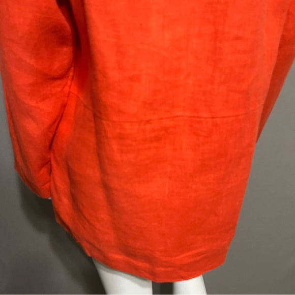 Preswick & Moore Orange 100% Linen Long Blazer Sz-10