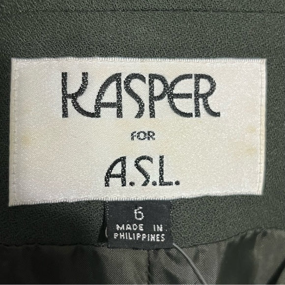 Kasper Army Green Double Breasted Blazer Sz-6