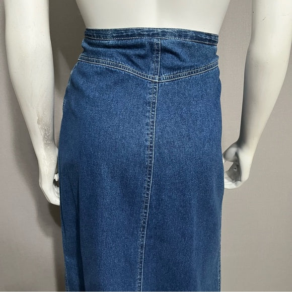 Jones New York 100% Cotton Denim Maxi With Split Skirt Sz-8