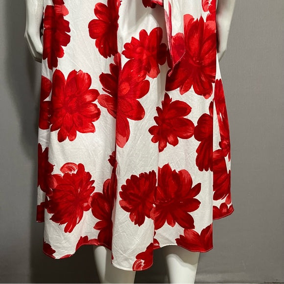 Coldwater Creek Red Floral Spaghetti Strap Flare Dress Sz-12