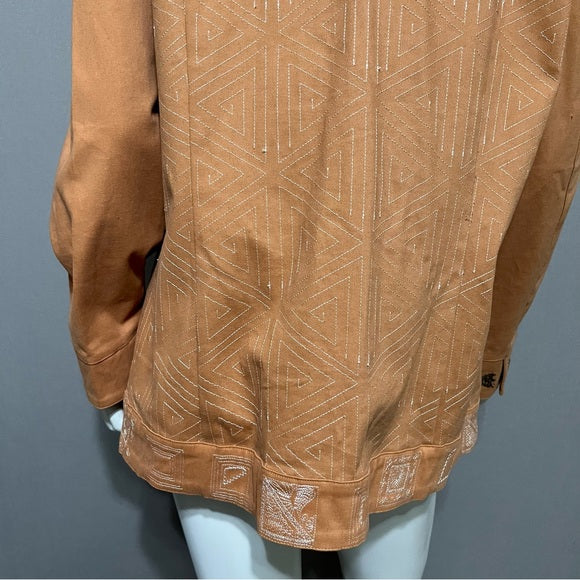 Maggie Sweet Cotton Embroidered Rust Lightweight Jacket Sz-Large