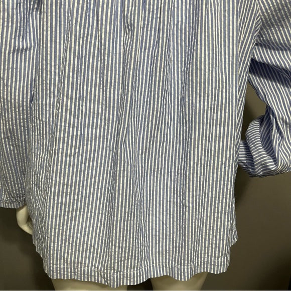 Terra & Sky Blue Striped Square Neck 100% Cotton Sz-2X