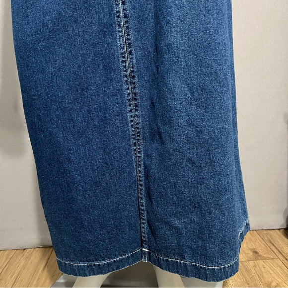 Jones New York 100% Cotton Denim Maxi With Split Skirt Sz-8