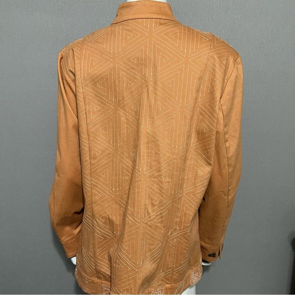 Maggie Sweet Cotton Embroidered Rust Lightweight Jacket Sz-Large