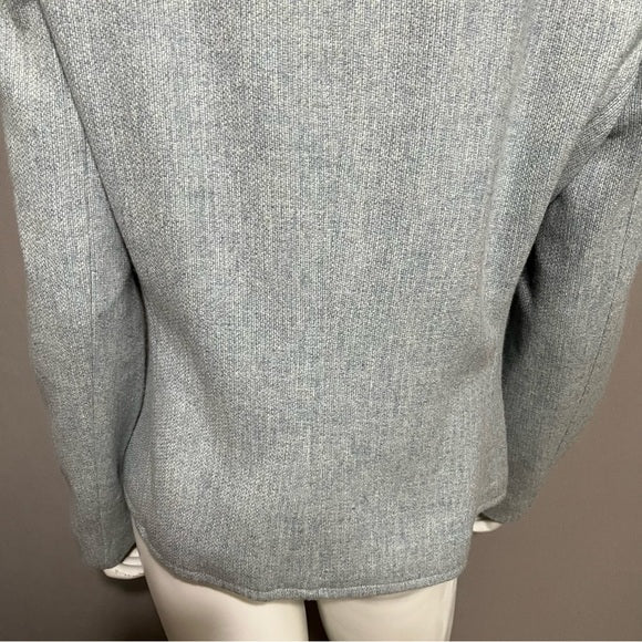 Jones New York Wool Cashmere Zip Up Pastel Blue Blazer Sz-14