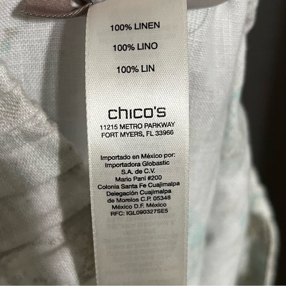 Chico Paisley Ikat Print Neutral Color Elastic Waist Pants Sz-1 (Medium/Large)