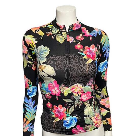 Johnny Was Activewear Multicolored Floral Zip Up Top Sz-XS