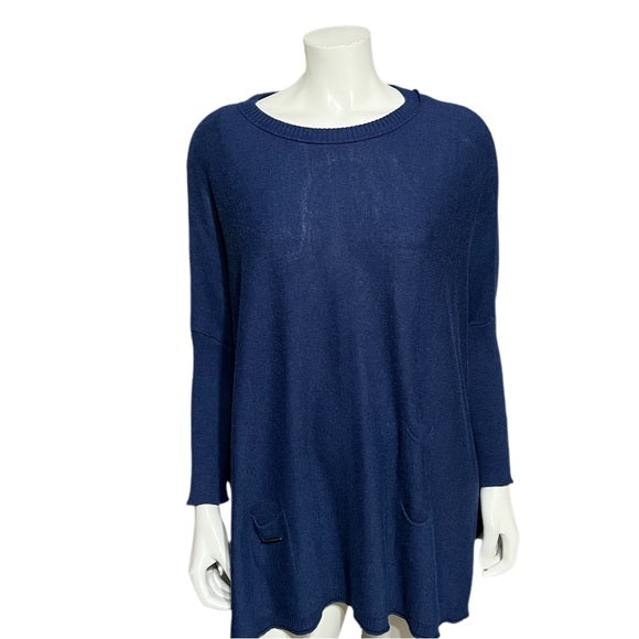 Mer|Sea Blue Lightweight Acrylic /Viscose Sweater