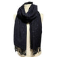 Navy Blue Sequin Beaded Scarf