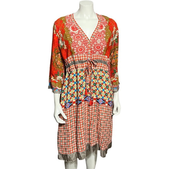 Johnny Was Rayne Orange Floral Print Dress Sz-XS