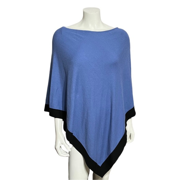 J.Jill Light Blue & Black Cotton Linen Poncho