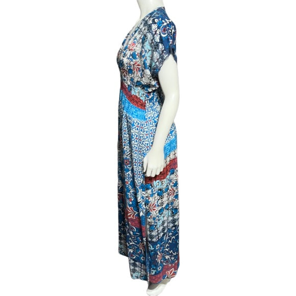 Johnny Was Blue Floral Maxi Dress Sz-XS