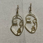 Gold Abstract Face Earrings
