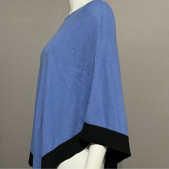 J.Jill Light Blue & Black Cotton Linen Poncho