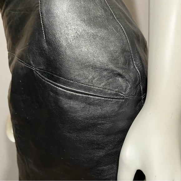 Vintage Forenza Black 100% Leather Mini Skirt Sz-8