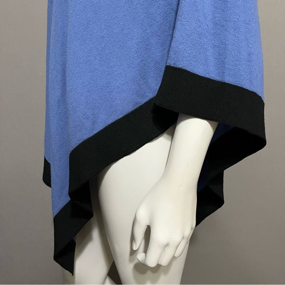 J.Jill Light Blue & Black Cotton Linen Poncho