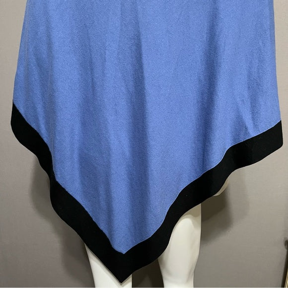 J.Jill Light Blue & Black Cotton Linen Poncho