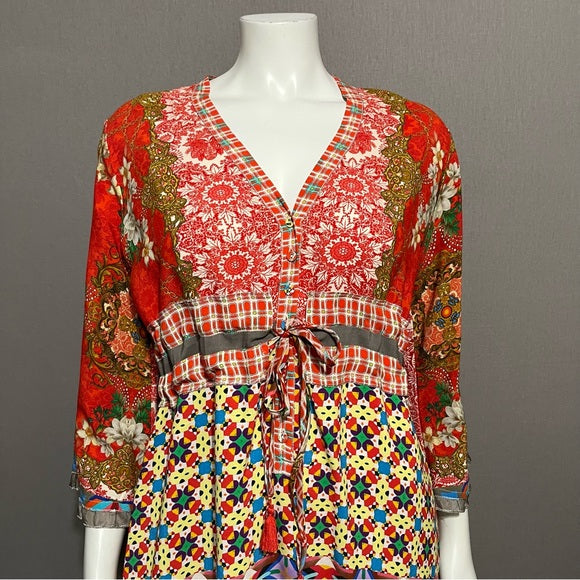 Johnny Was Rayne Orange Floral Print Dress Sz-XS