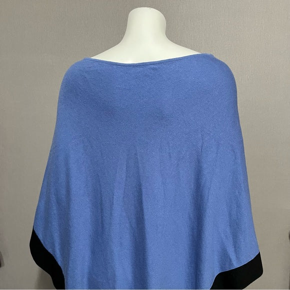 J.Jill Light Blue & Black Cotton Linen Poncho