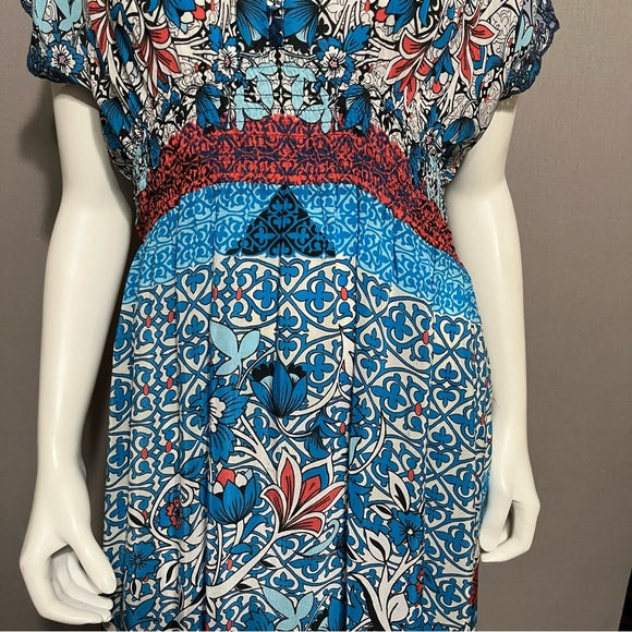 Johnny Was Blue Floral Maxi Dress Sz-XS