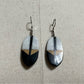 Marble Like Black White Gold Handmade Signed Earrings