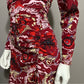 A.L.C Silk Burgundy Printed Zip Front Dress Sz-0