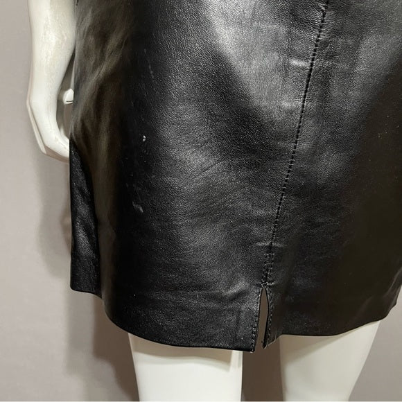 Vintage Forenza Black 100% Leather Mini Skirt Sz-8