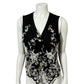 Vintage Sophisticates Black Embroidered Cotton Vest Sz-Small