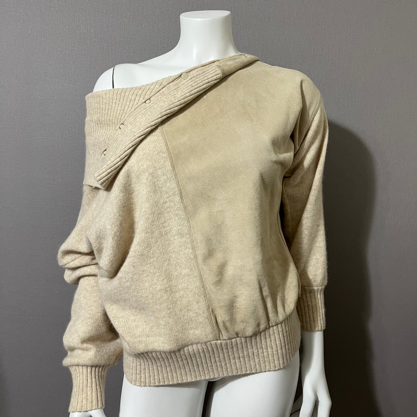 Vintage Lambswool / Angora / Suede Leather Turtleneck Sweater Sz-Medium