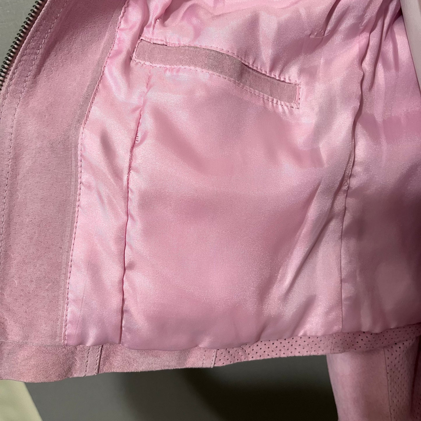 Vintage Pink Suede Leather Jacket Sz-Xtra Small