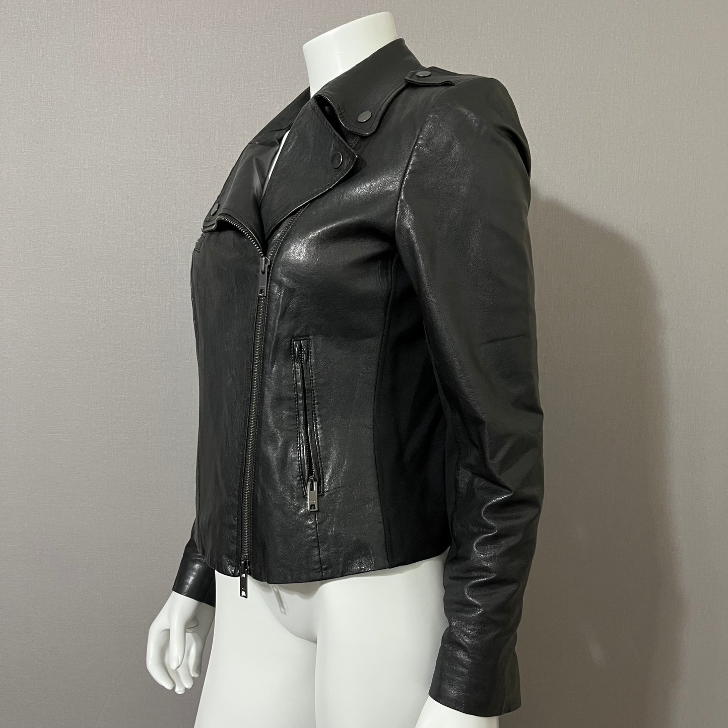 DKNY Lamb Skin Leather Moto Jacket Sz-Medium