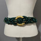 Vintage Green Braided Belt With Gold Hardware