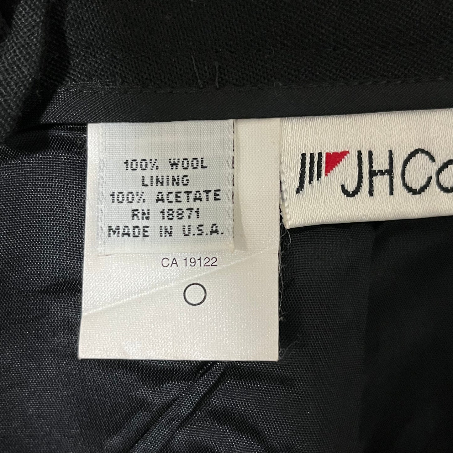 Vintage J.H. Collectibles Black Wool Pencil Skirt Sz-6