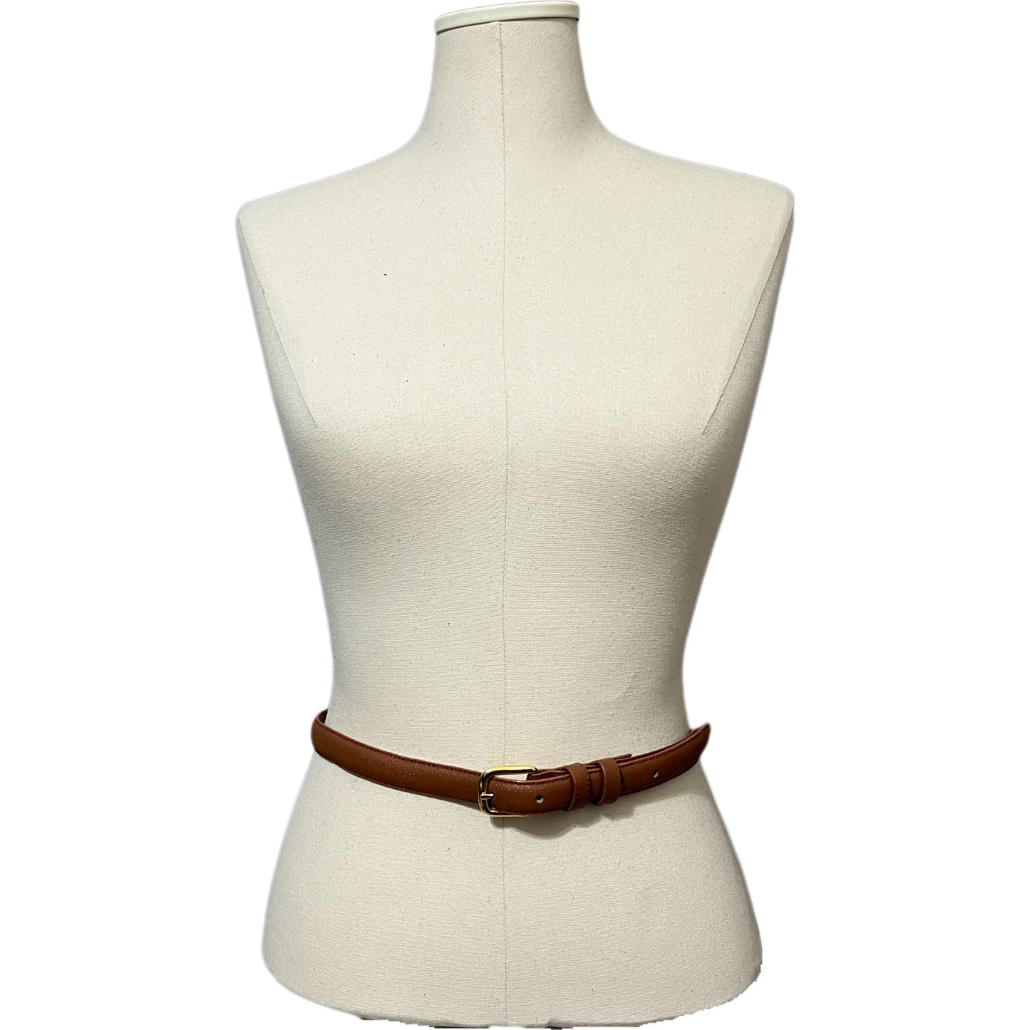 Vintage Leather Brown Skinny With Gold Buckle Belt Sz-Medium