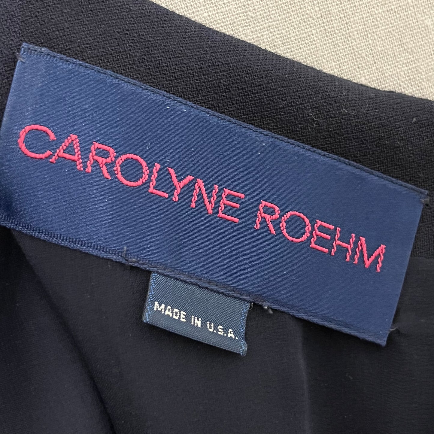 Vintage Carolyne Roehm Navy Shift Drop Waist Pleated Hem Dress Sz-10