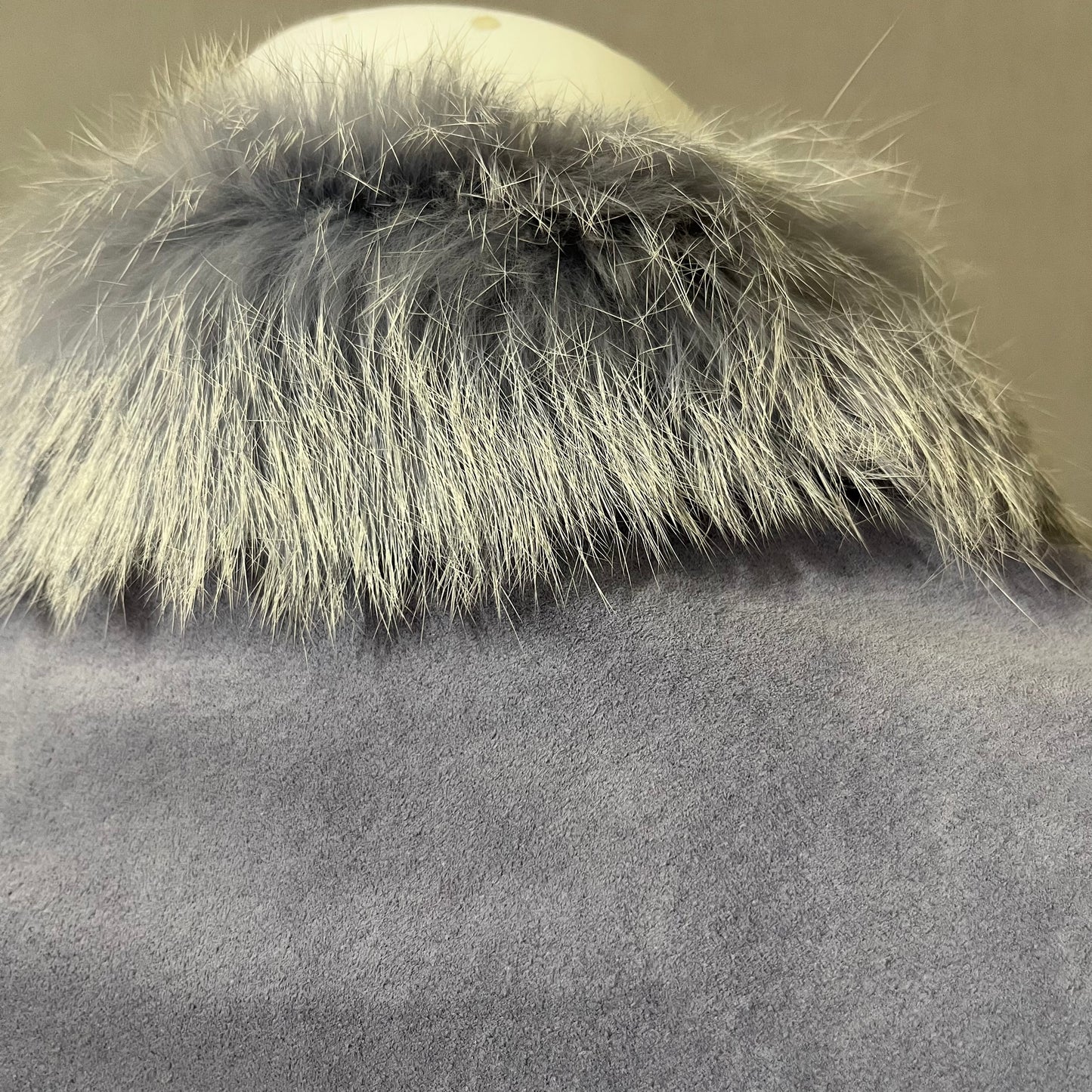 Vintage Revue Light Blue Rabbit Fur Trim Suede Leather Sz-6