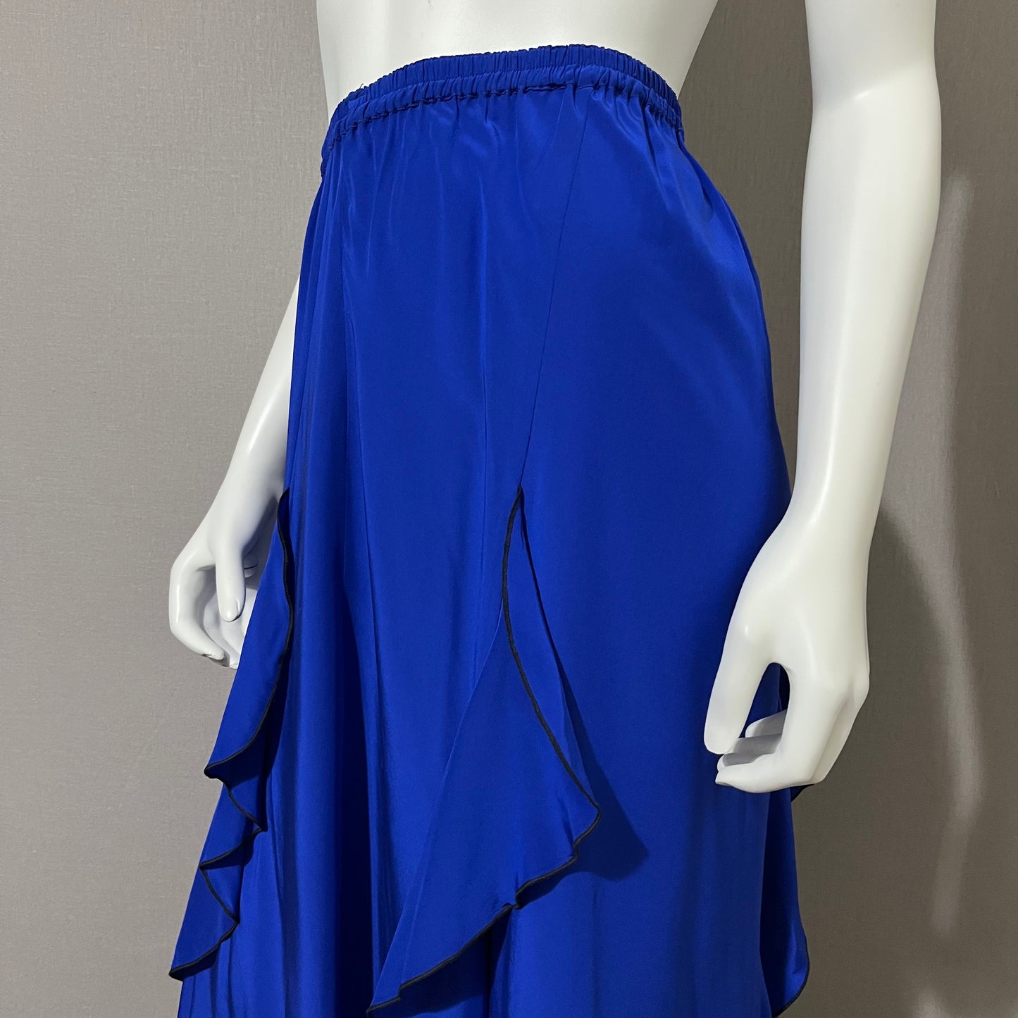 Vintage Cobalt Blue Ruffle Maxi Length Skirt Sz-Small