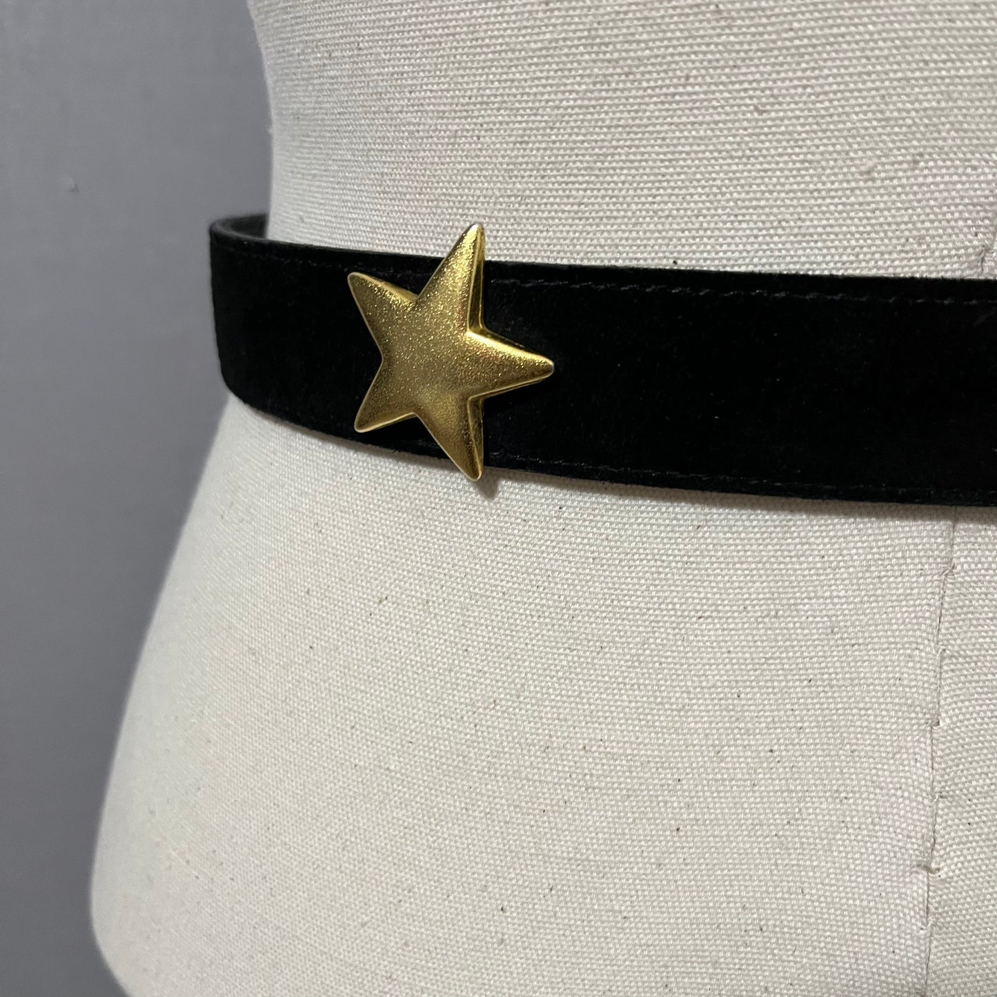 Vintage Black Suede Leather With Gold Sun, Moon, Stars Sz-Medium