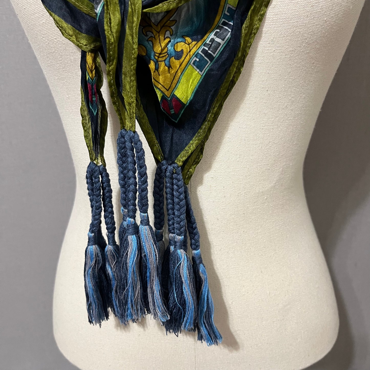 Floral Print With Tassels Silk Scarf